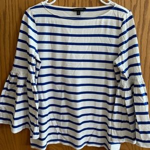 Banana Republic Blue & White Flare Sleeve Top Size XS